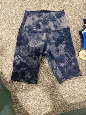 lululemon athletica Navy Charcoal Tie-Dye High-Rise Bike Shorts